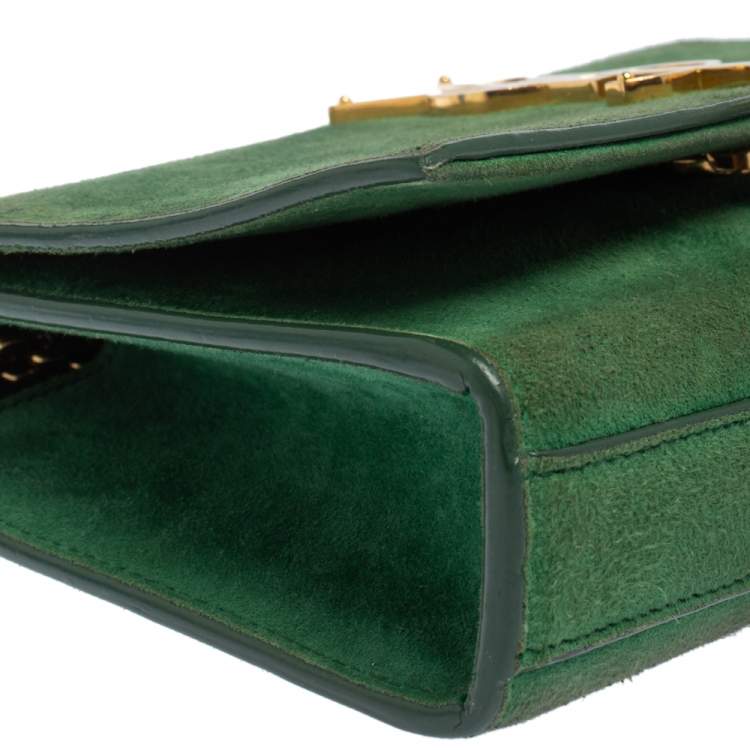 Pre Owned Saint Laurent Green Suede Small Kate Tassel Crossbody Bag