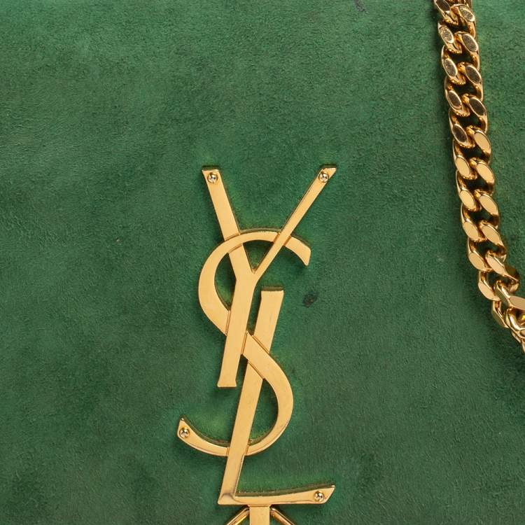 Pre Owned Saint Laurent Green Suede Small Kate Tassel Crossbody Bag