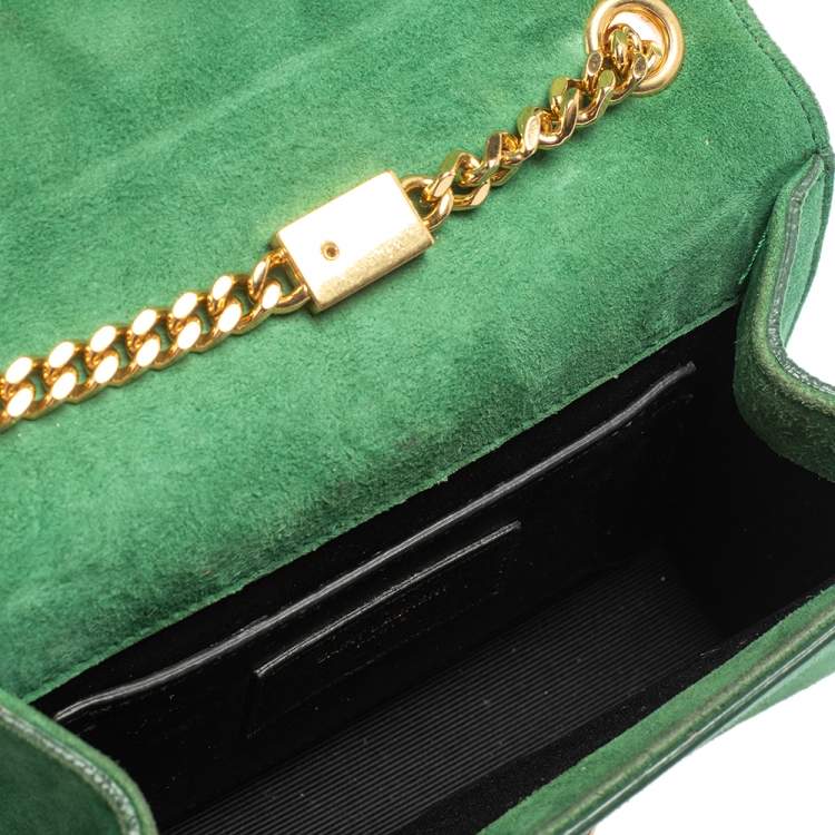 Pre Owned Saint Laurent Green Suede Small Kate Tassel Crossbody Bag