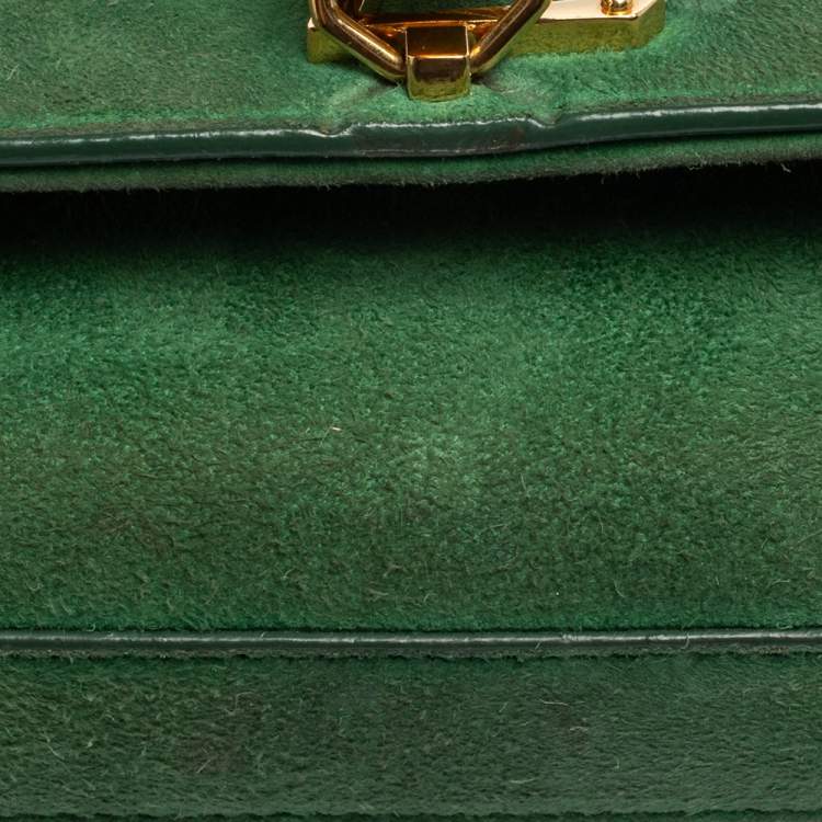 Pre Owned Saint Laurent Green Suede Small Kate Tassel Crossbody Bag
