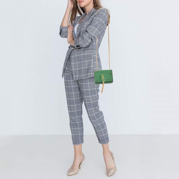 Pre Owned Saint Laurent Green Suede Small Kate Tassel Crossbody Bag