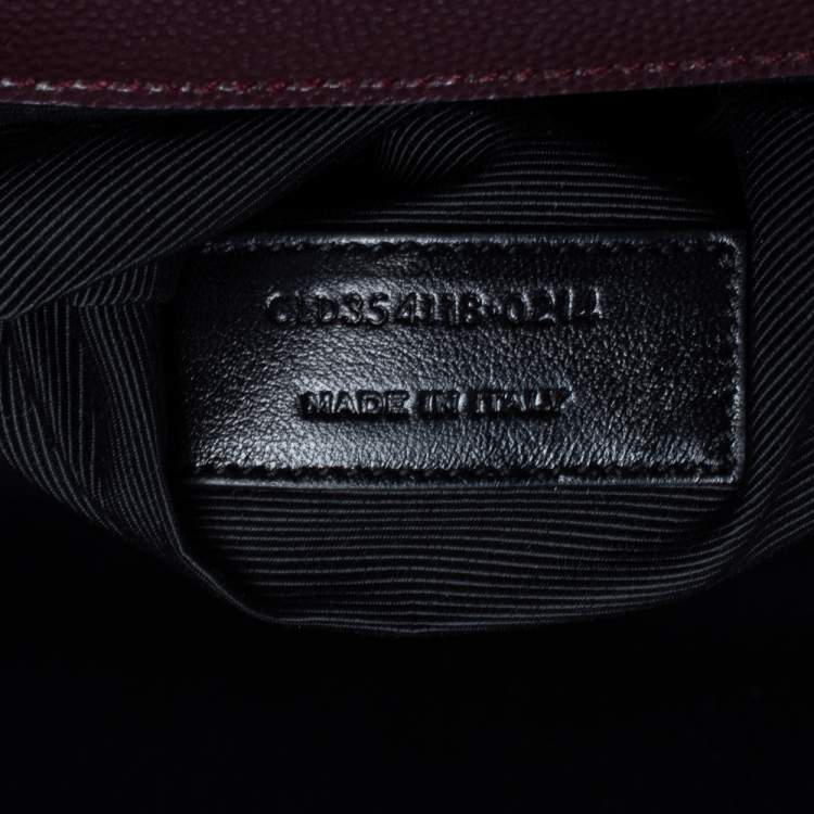 Pre Owned Saint Laurent Burgundy Chevron Quilted Leather Monogram Envelope Shoulder Bag