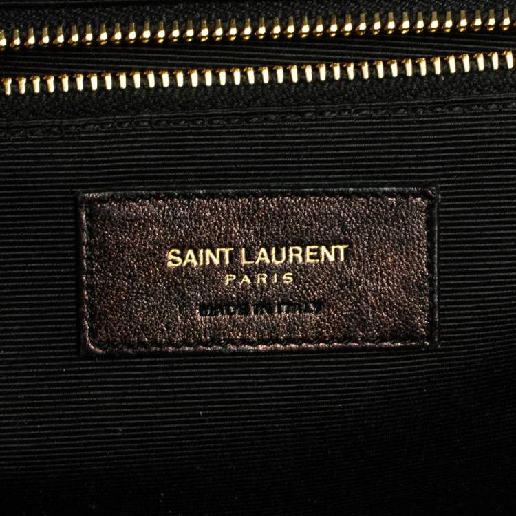 Pre Owned Saint Laurent Burgundy Chevron Quilted Leather Monogram Envelope Shoulder Bag