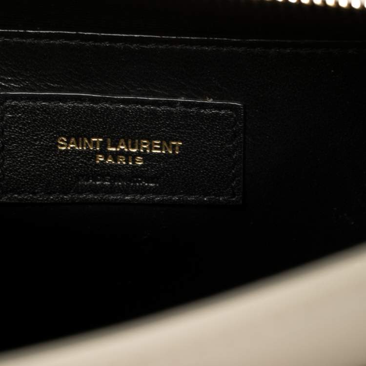 Pre Owned Saint Laurent Pearl White Leather Small Uptown Tote