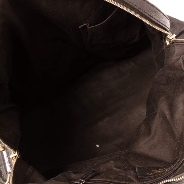 Pre Owned Saint Laurent Brown Patent Leather Large Muse Bag
