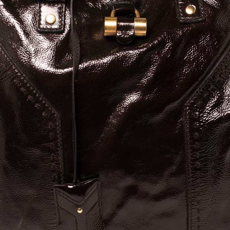 Pre Owned Saint Laurent Brown Patent Leather Large Muse Bag