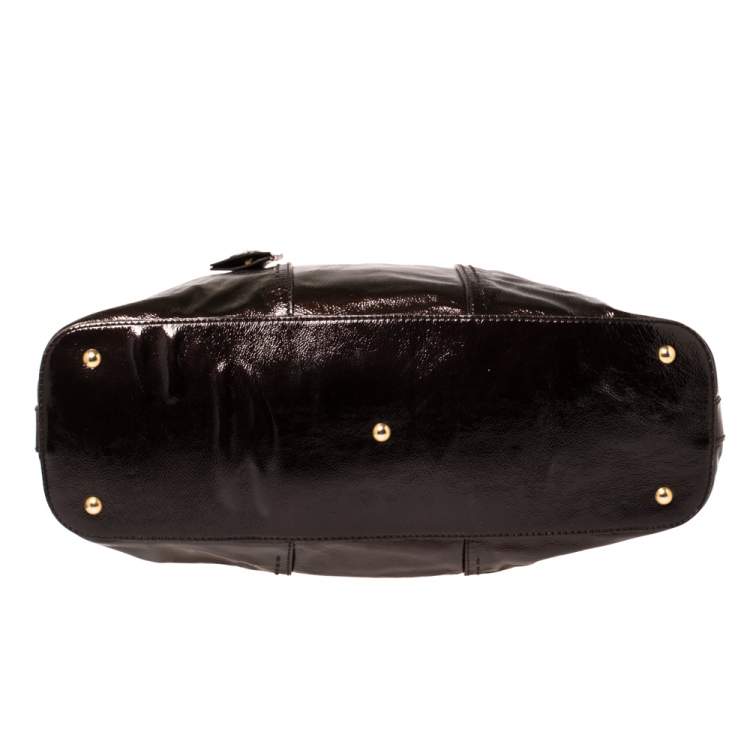 Pre Owned Saint Laurent Brown Patent Leather Large Muse Bag