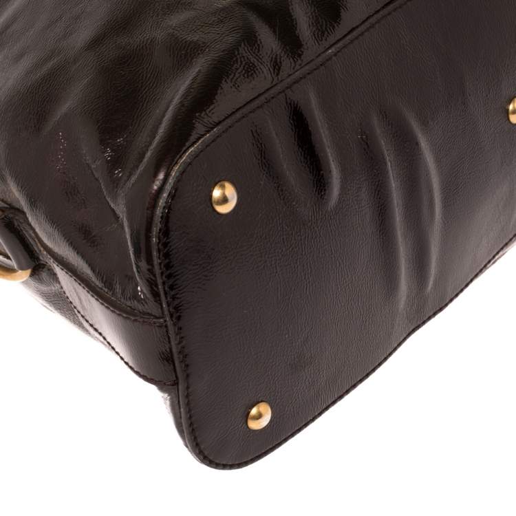 Pre Owned Saint Laurent Brown Patent Leather Large Muse Bag
