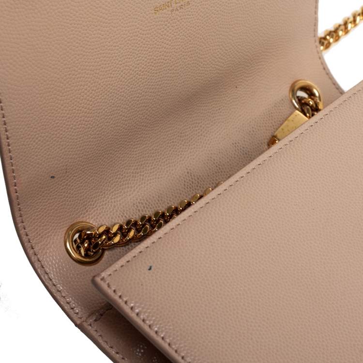 Pre Owned Saint Laurent Beige Leather Small Monogram Kate Shoulder Bag