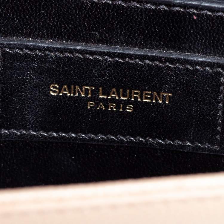 Pre Owned Saint Laurent Beige Leather Small Monogram Kate Shoulder Bag