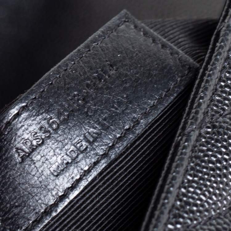 Pre Owned Saint Laurent Black Chevron Quilted Leather Monogram Envelope Shoulder Bag