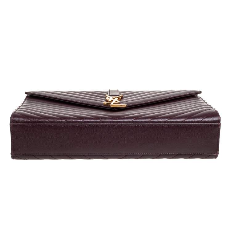 Pre Owned Saint Laurent Burgundy Matelasse Leather Large Cassandre Flap Bag