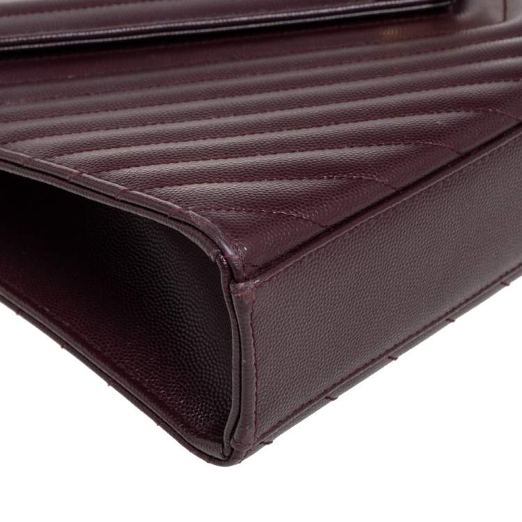 Pre Owned Saint Laurent Burgundy Matelasse Leather Large Cassandre Flap Bag