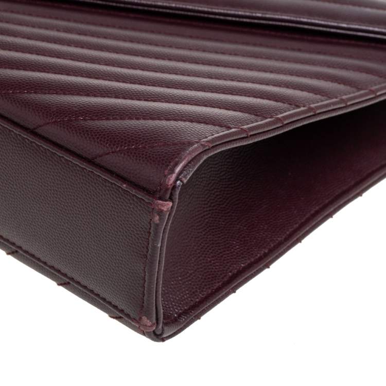 Pre Owned Saint Laurent Burgundy Matelasse Leather Large Cassandre Flap Bag