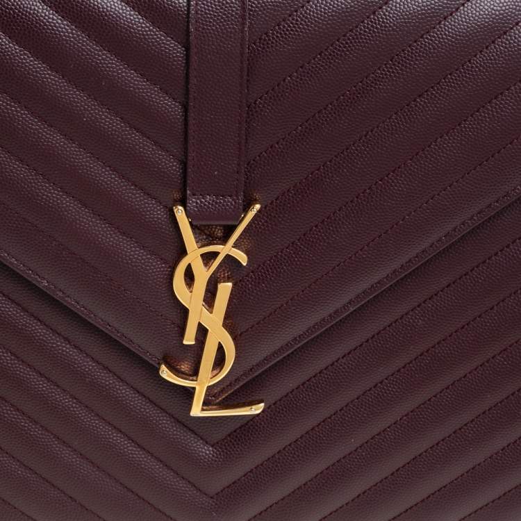 Pre Owned Saint Laurent Burgundy Matelasse Leather Large Cassandre Flap Bag