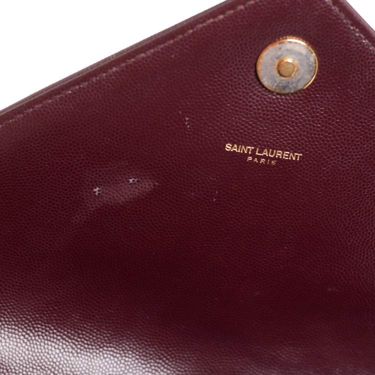 Pre Owned Saint Laurent Burgundy Matelasse Leather Large Cassandre Flap Bag