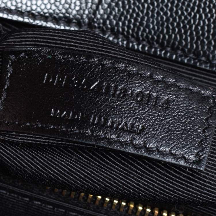 Pre Owned Saint Laurent Black Chevron Quilted Leather Monogram Envelope Shoulder Bag