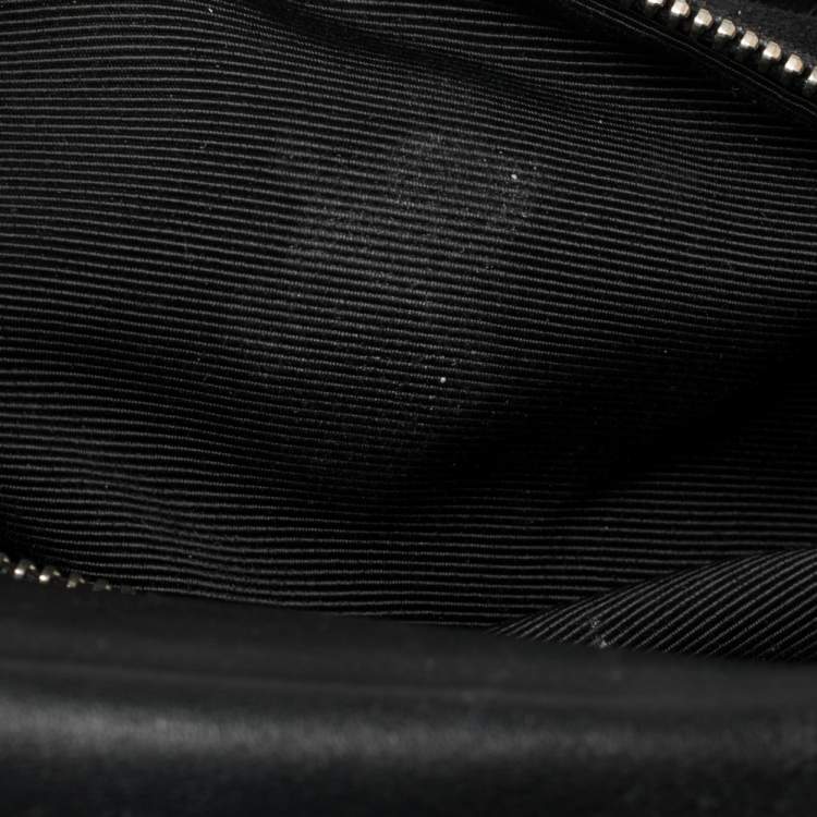 Pre Owned Saint Laurent Black Leather Monogram Université Flap Shoulder Bag