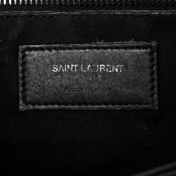 Pre Owned Saint Laurent Black Leather Monogram Université Flap Shoulder Bag