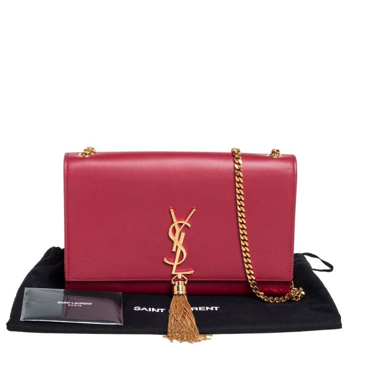 مملوكة مسبقًا Saint Laurent Red Leather Medium Kate Tassel Shoulder Bag