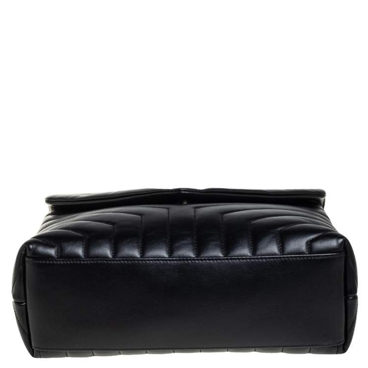 Pre Owned Saint Laurent Black Matelasse Leather Medium Loulou Shoulder Bag