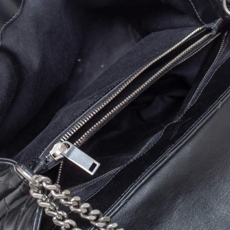 Pre Owned Saint Laurent Black Matelasse Leather Medium Loulou Shoulder Bag