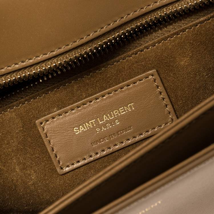 Pre Owned Saint Laurent Brown Smooth Leather Medium Monogram Universite Shoulder Bag