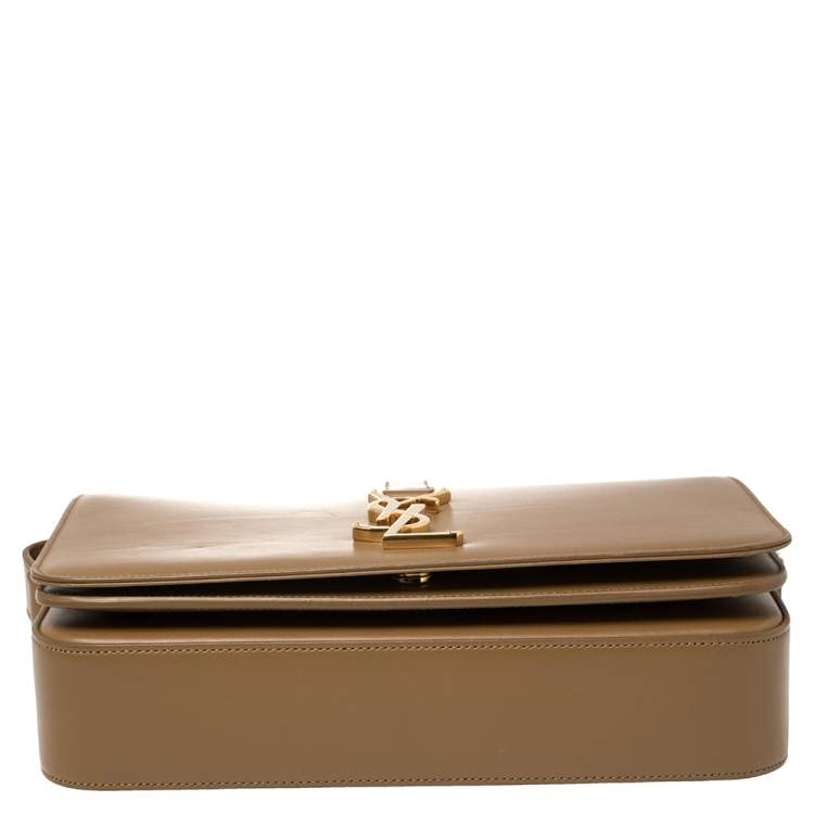Pre Owned Saint Laurent Brown Smooth Leather Medium Monogram Universite Shoulder Bag