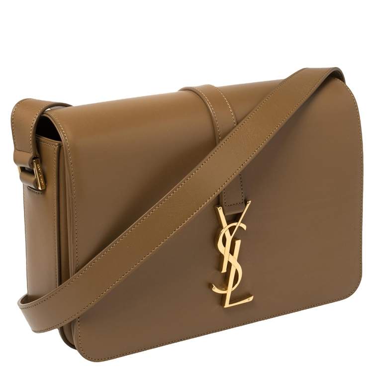Pre Owned Saint Laurent Brown Smooth Leather Medium Monogram Universite Shoulder Bag