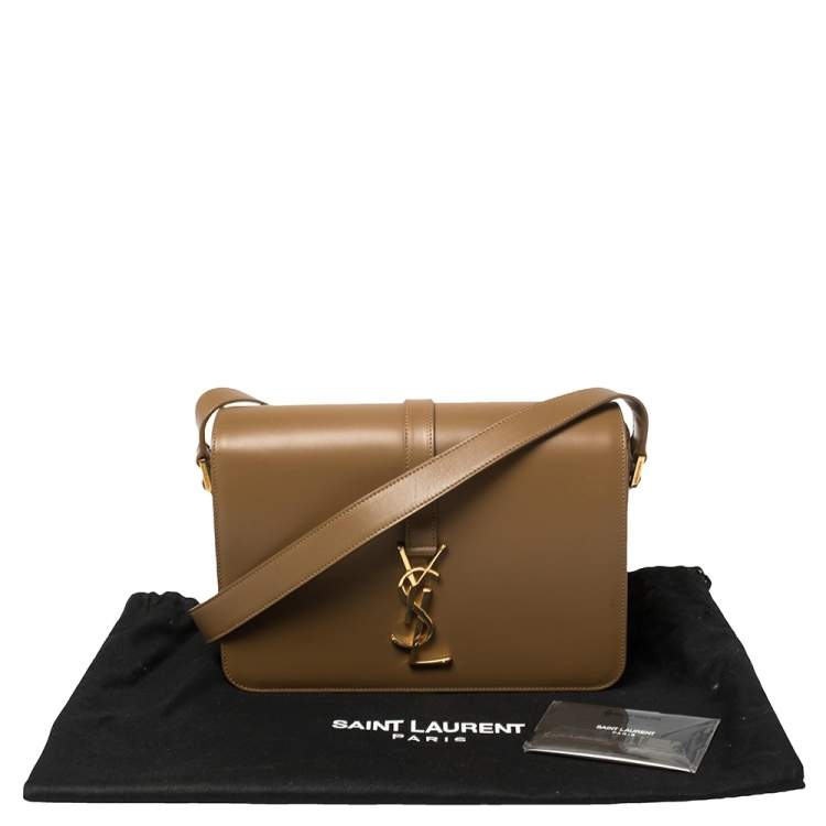 Pre Owned Saint Laurent Brown Smooth Leather Medium Monogram Universite Shoulder Bag