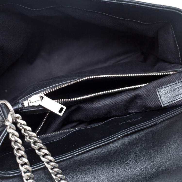 Pre Owned Saint Laurent Black Matelasse Leather Medium Loulou Shoulder Bag