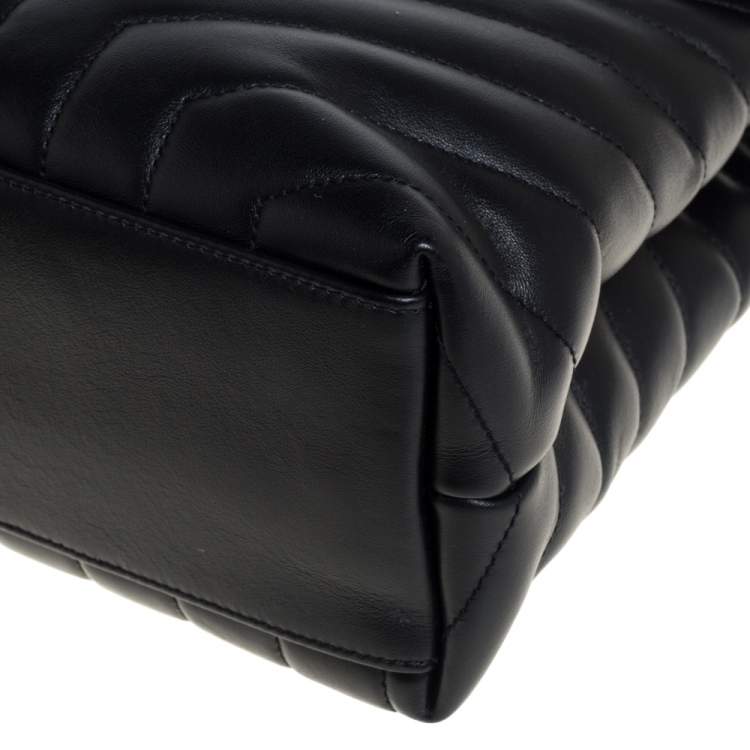 Pre Owned Saint Laurent Black Matelasse Leather Medium Loulou Shoulder Bag