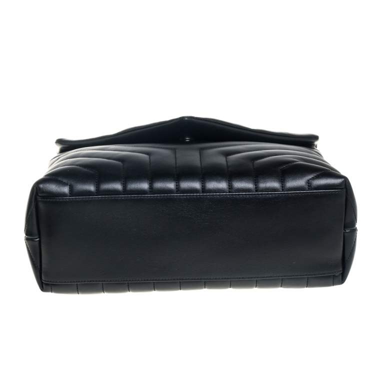 Pre Owned Saint Laurent Black Matelasse Leather Medium Loulou Shoulder Bag