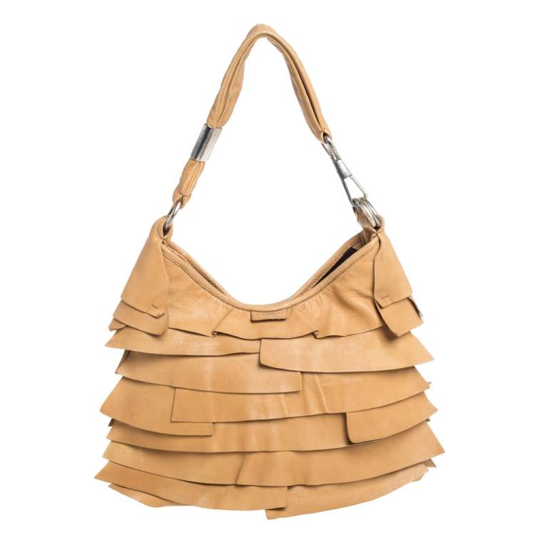 Pre Owned Yves Saint Laurent Beige Leather St. Tropez Hobo