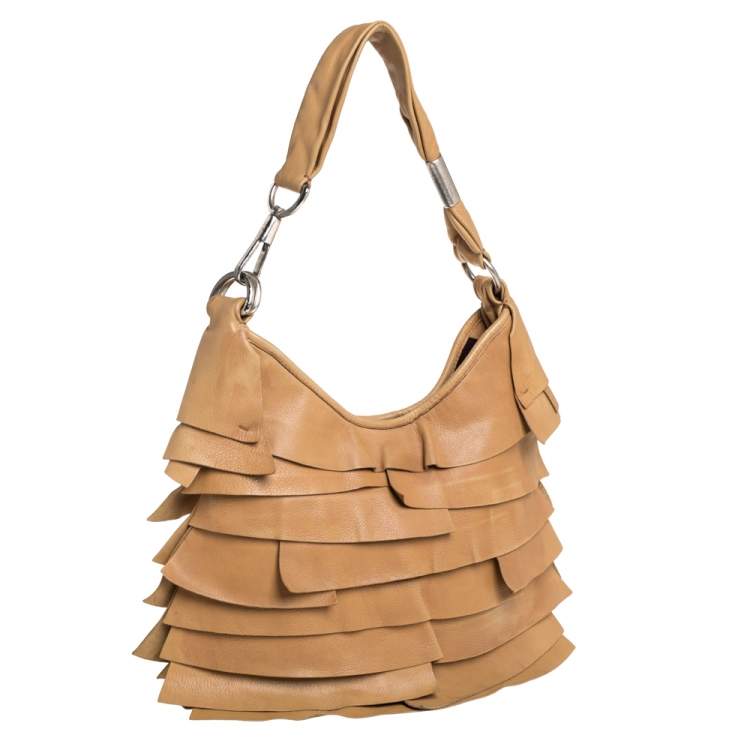 Pre Owned Yves Saint Laurent Beige Leather St. Tropez Hobo