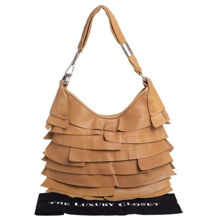 Pre Owned Yves Saint Laurent Beige Leather St. Tropez Hobo