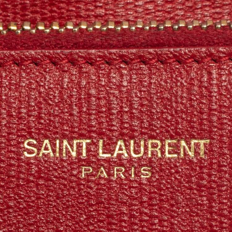 Pre Owned Saint Laurent Red Leather Y-Ligne Continental Wallet