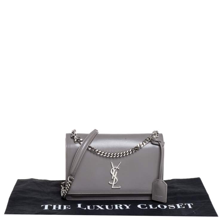 Pre Owned Saint Laurent Grey Leather Medium Sunset Shoulder Bag