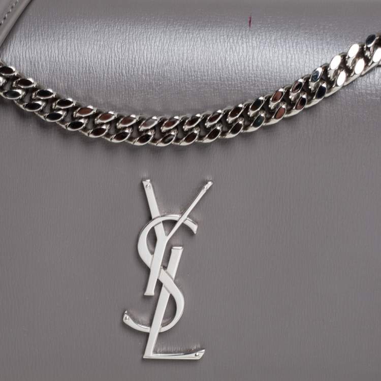 Pre Owned Saint Laurent Grey Leather Medium Sunset Shoulder Bag