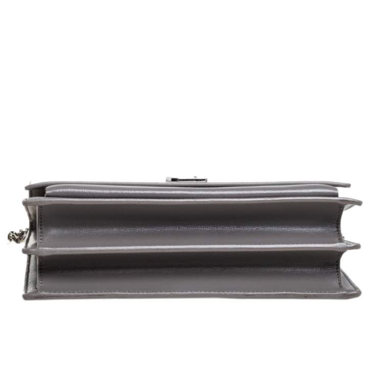 Pre Owned Saint Laurent Grey Leather Medium Sunset Shoulder Bag