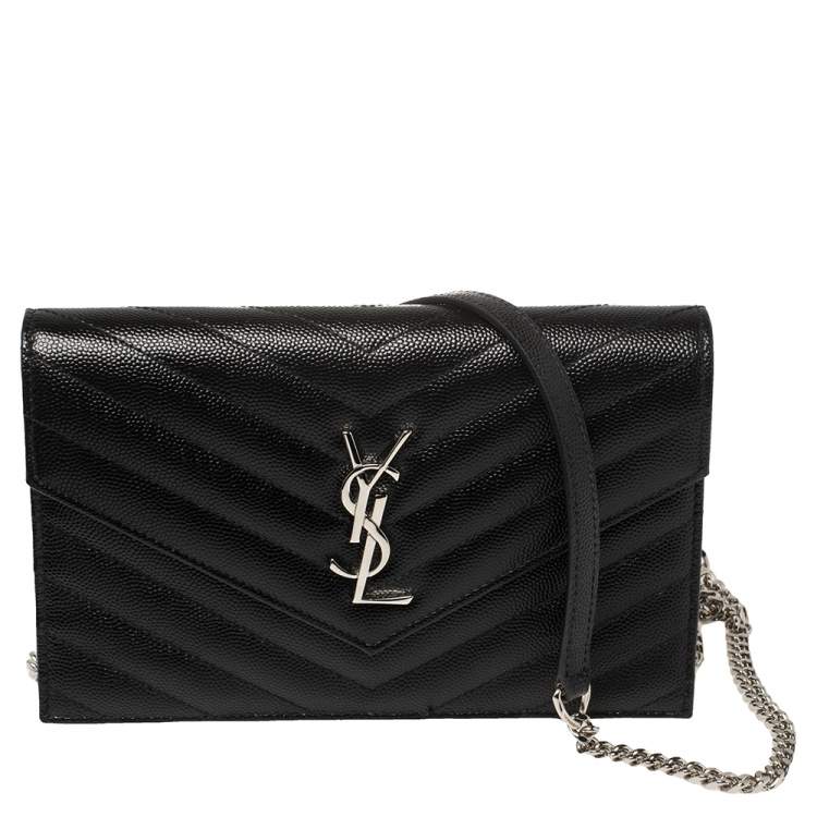 Saint laurent black monogramme envelope chain wallet top bag