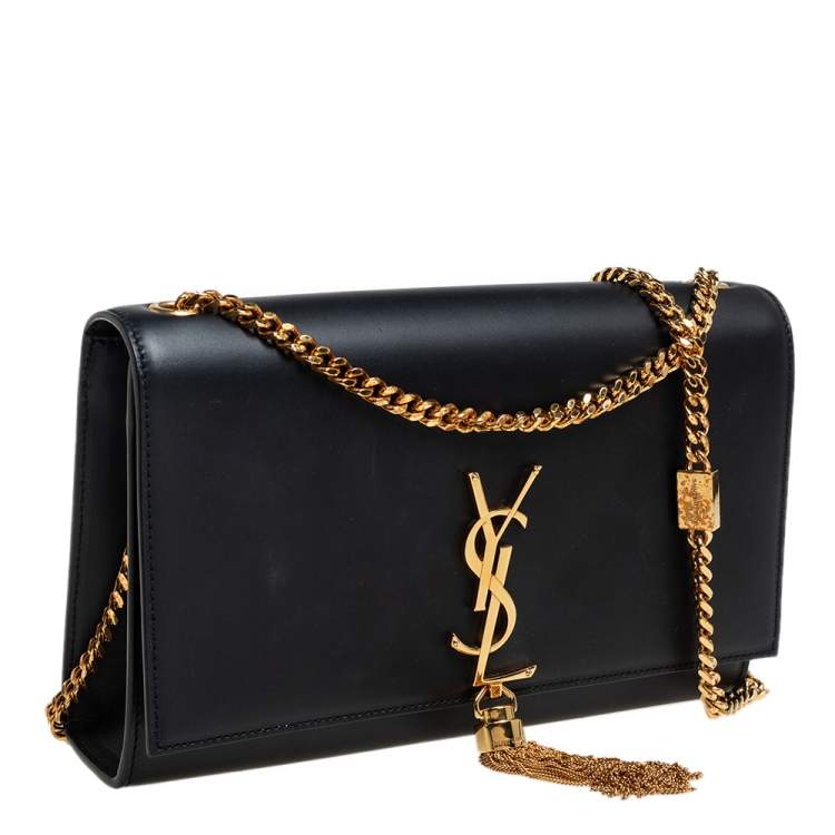 Pre Owned Saint Laurent Black Leather Medium Kate Tassel Shoulder Bag