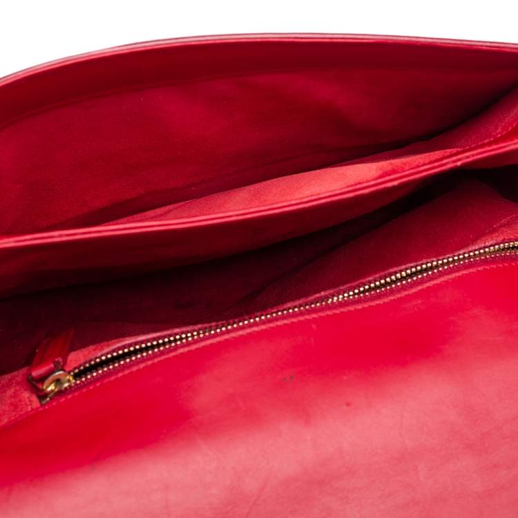 Pre Owned Saint Laurent Red Smooth Leather Medium Monogram Universite Shoulder Bag