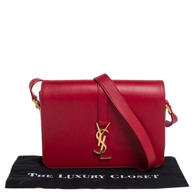 Pre Owned Saint Laurent Red Smooth Leather Medium Monogram Universite Shoulder Bag