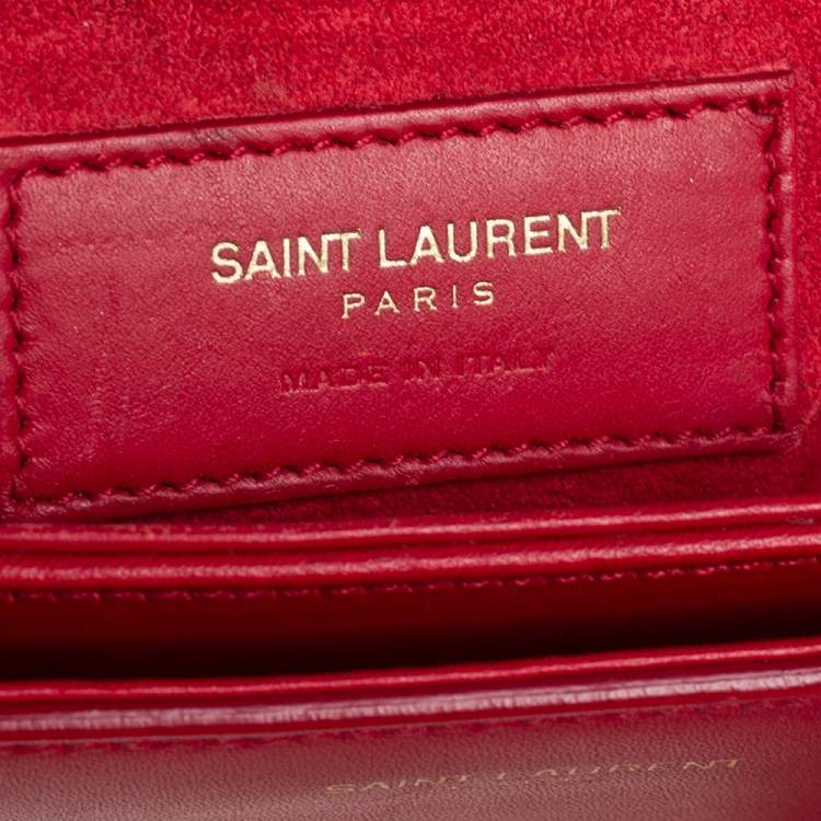 Pre Owned Saint Laurent Red Smooth Leather Medium Monogram Universite Shoulder Bag