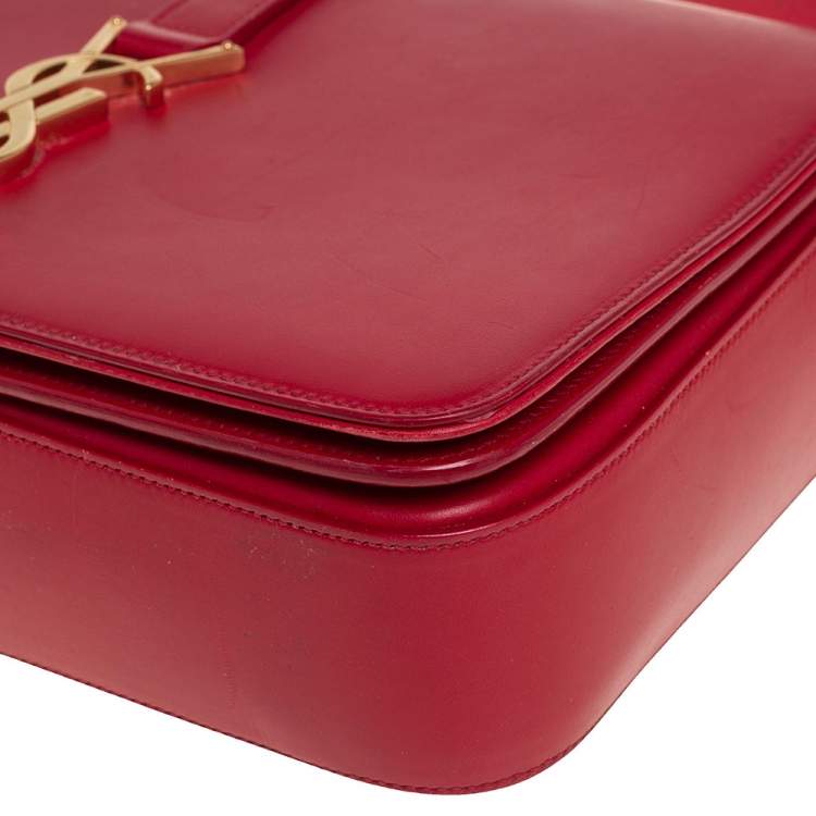 Pre Owned Saint Laurent Red Smooth Leather Medium Monogram Universite Shoulder Bag