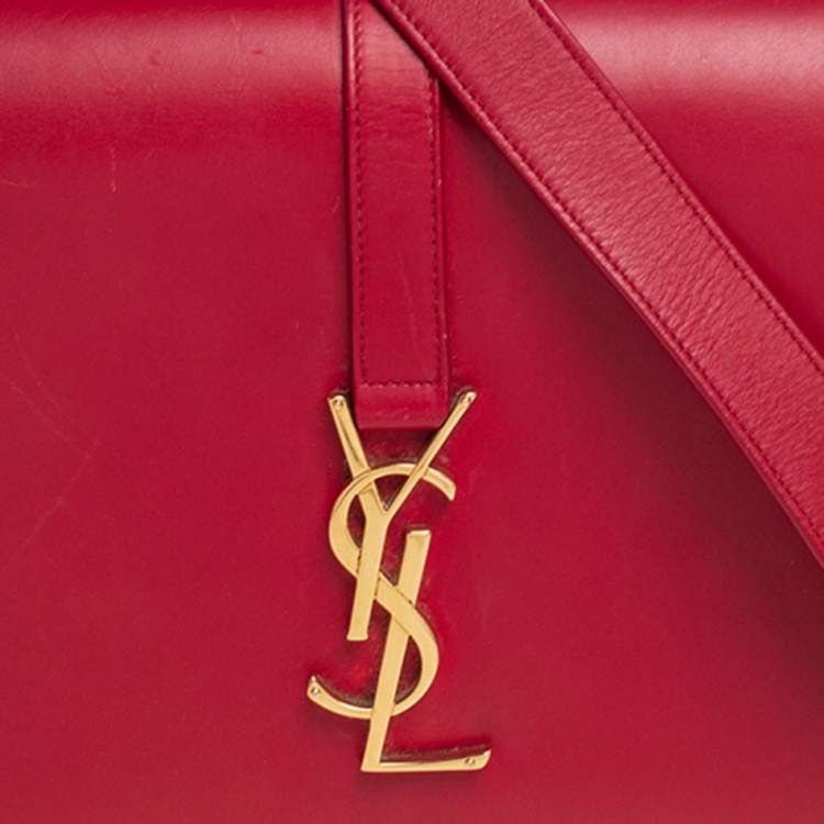 Pre Owned Saint Laurent Red Smooth Leather Medium Monogram Universite Shoulder Bag