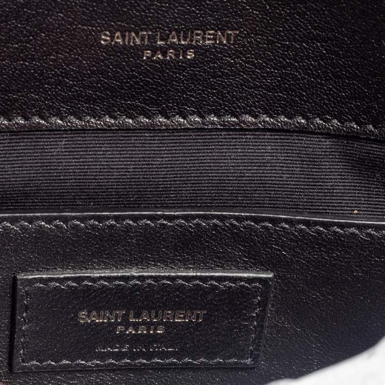 Pre Owned Saint Laurent Black Chevron Quilted Leather Medium College Top Handle Bag
