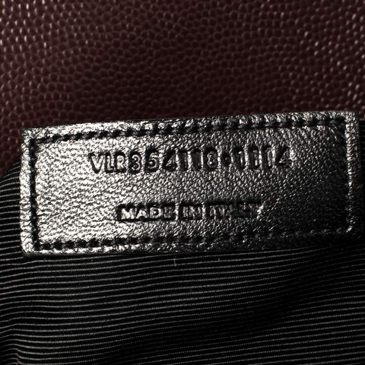 Pre Owned Saint Laurent Burgundy Chevron Quilted Leather Monogram Envelope Shoulder Bag