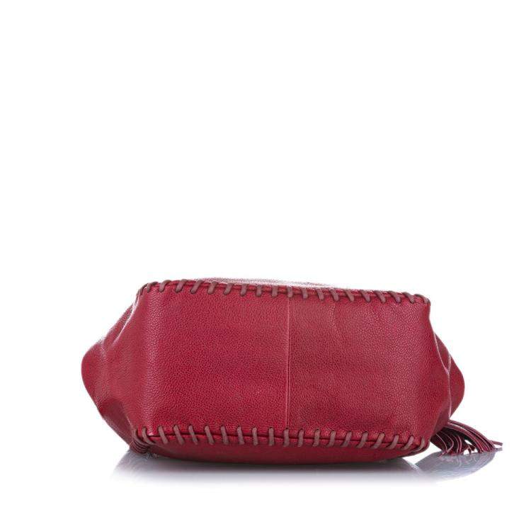 Pre Owned Saint Laurent Paris Red Calf Leather Shoulder Bag